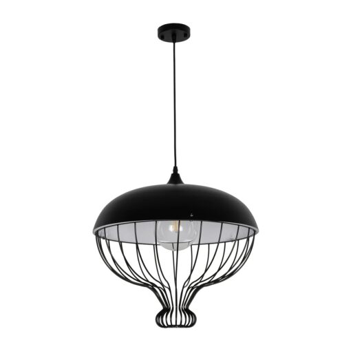 GLOBOSTAR® SOBRINO 999-0112 Vintage Κρεμαστό Φωτιστικό Οροφής με Ντουί 1 x E27 AC 220-240V IP20 – Μαύρο – Μ45 x Π45 x Υ45cm