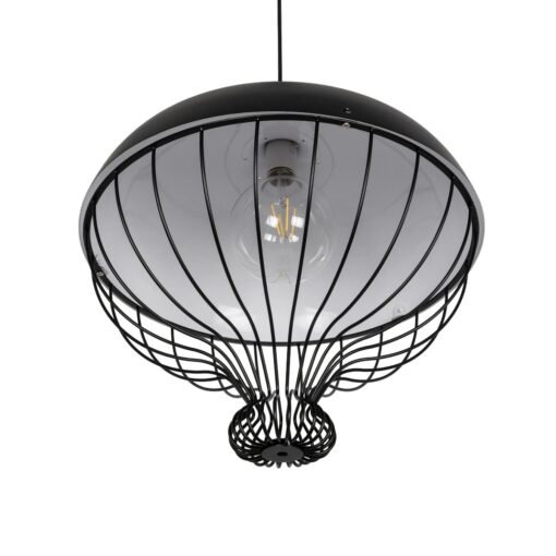 GLOBOSTAR® SOBRINO 999-0112 Vintage Κρεμαστό Φωτιστικό Οροφής με Ντουί 1 x E27 AC 220-240V IP20 – Μαύρο – Μ45 x Π45 x Υ45cm