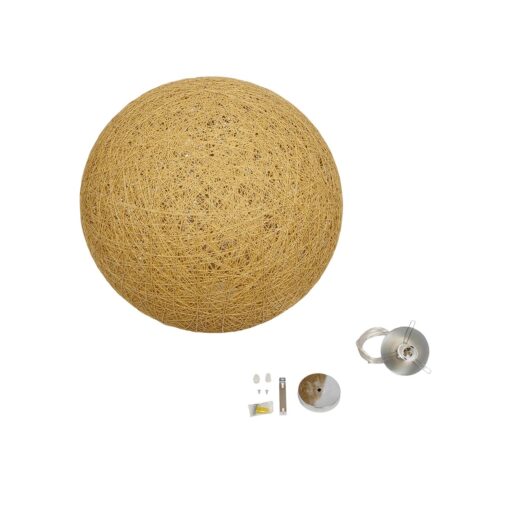 GLOBOSTAR® OCEANA 999-0155 Boho Κρεμαστό Φωτιστικό Οροφής με Ντουί 1 x E27 AC 220-240V IP20 – Μπεζ & Χρυσό – Μ60 x Π60 x Υ60cm