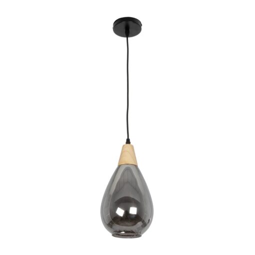 GLOBOSTAR® NOAH 999-0184 Μοντέρνο Κρεμαστό Φωτιστικό Οροφής με Ντουί 1 x E27 AC 220-240V IP20 – Γκρι & Μπεζ – Μ16 x Π16 x Υ30cm
