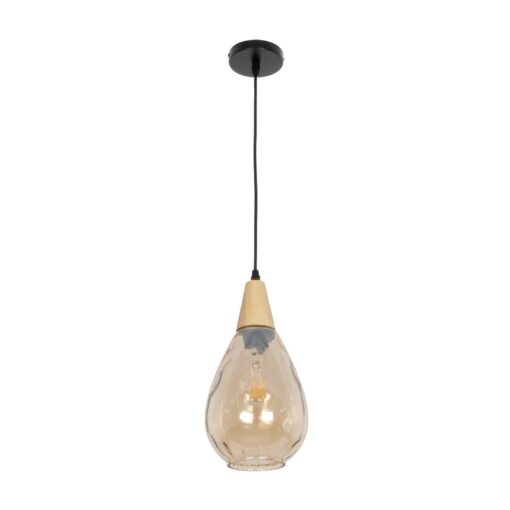 GLOBOSTAR® NOAH 999-0185 Μοντέρνο Κρεμαστό Φωτιστικό Οροφής με Ντουί 1 x E27 AC 220-240V IP20 – Μελί & Μπεζ – Μ16 x Π16 x Υ32cm
