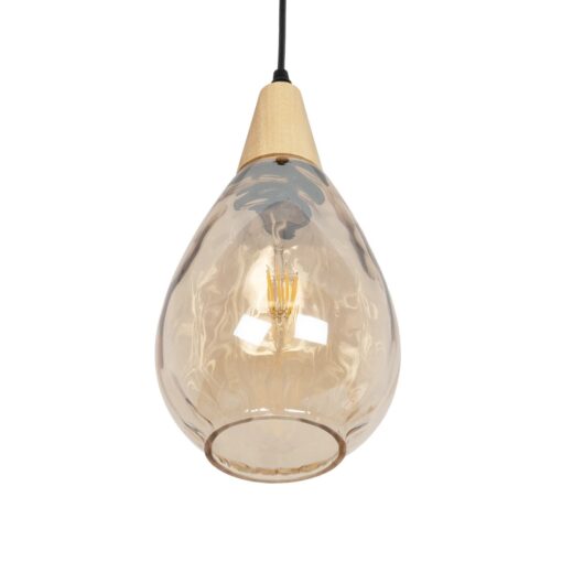 GLOBOSTAR® NOAH 999-0185 Μοντέρνο Κρεμαστό Φωτιστικό Οροφής με Ντουί 1 x E27 AC 220-240V IP20 – Μελί & Μπεζ – Μ16 x Π16 x Υ32cm
