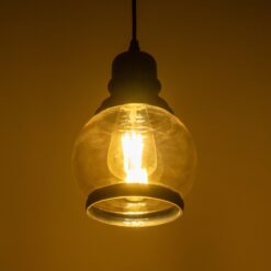 GLOBOSTAR® OLIVER 999-0186 Vintage Κρεμαστό Φωτιστικό Οροφής με Ντουί 1 x E27 AC 220-240V IP20 – Μελί & Μαύρο – Μ16 x Π16 x Υ25cm