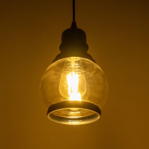 GLOBOSTAR® OLIVER 999-0186 Vintage Κρεμαστό Φωτιστικό Οροφής με Ντουί 1 x E27 AC 220-240V IP20 – Μελί & Μαύρο – Μ16 x Π16 x Υ25cm