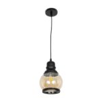 GLOBOSTAR® OLIVER 999-0186 Vintage Κρεμαστό Φωτιστικό Οροφής με Ντουί 1 x E27 AC 220-240V IP20 – Μελί & Μαύρο – Μ16 x Π16 x Υ25cm