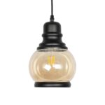 GLOBOSTAR® OLIVER 999-0186 Vintage Κρεμαστό Φωτιστικό Οροφής με Ντουί 1 x E27 AC 220-240V IP20 – Μελί & Μαύρο – Μ16 x Π16 x Υ25cm