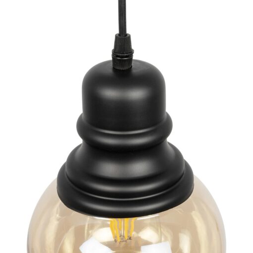 GLOBOSTAR® OLIVER 999-0186 Vintage Κρεμαστό Φωτιστικό Οροφής με Ντουί 1 x E27 AC 220-240V IP20 – Μελί & Μαύρο – Μ16 x Π16 x Υ25cm