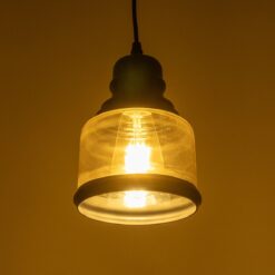 GLOBOSTAR® OLIVER 999-0187 Vintage Κρεμαστό Φωτιστικό Οροφής με Ντουί 1 x E27 AC 220-240V IP20 – Μελί & Μαύρο – Μ15 x Π15 x Υ21.5cm