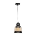 GLOBOSTAR® OLIVER 999-0187 Vintage Κρεμαστό Φωτιστικό Οροφής με Ντουί 1 x E27 AC 220-240V IP20 – Μελί & Μαύρο – Μ15 x Π15 x Υ21.5cm