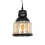 GLOBOSTAR® OLIVER 999-0187 Vintage Κρεμαστό Φωτιστικό Οροφής με Ντουί 1 x E27 AC 220-240V IP20 – Μελί & Μαύρο – Μ15 x Π15 x Υ21.5cm