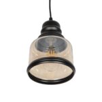 GLOBOSTAR® OLIVER 999-0187 Vintage Κρεμαστό Φωτιστικό Οροφής με Ντουί 1 x E27 AC 220-240V IP20 – Μελί & Μαύρο – Μ15 x Π15 x Υ21.5cm