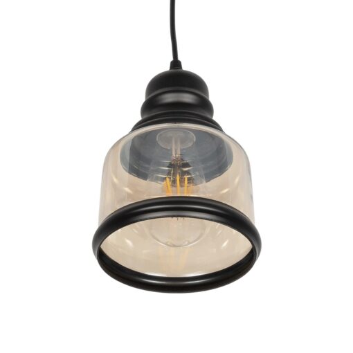 GLOBOSTAR® OLIVER 999-0187 Vintage Κρεμαστό Φωτιστικό Οροφής με Ντουί 1 x E27 AC 220-240V IP20 – Μελί & Μαύρο – Μ15 x Π15 x Υ21.5cm