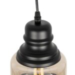 GLOBOSTAR® OLIVER 999-0187 Vintage Κρεμαστό Φωτιστικό Οροφής με Ντουί 1 x E27 AC 220-240V IP20 – Μελί & Μαύρο – Μ15 x Π15 x Υ21.5cm