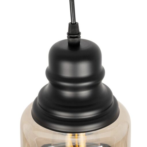 GLOBOSTAR® OLIVER 999-0187 Vintage Κρεμαστό Φωτιστικό Οροφής με Ντουί 1 x E27 AC 220-240V IP20 – Μελί & Μαύρο – Μ15 x Π15 x Υ21.5cm