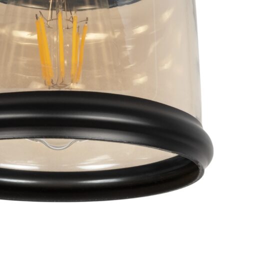GLOBOSTAR® OLIVER 999-0187 Vintage Κρεμαστό Φωτιστικό Οροφής με Ντουί 1 x E27 AC 220-240V IP20 – Μελί & Μαύρο – Μ15 x Π15 x Υ21.5cm