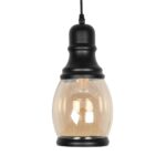 GLOBOSTAR® OLIVER 999-0188 Vintage Κρεμαστό Φωτιστικό Οροφής με Ντουί 1 x E27 AC 220-240V IP20 – Μελί & Μαύρο – Μ14 x Π14 x Υ30cm