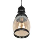 GLOBOSTAR® OLIVER 999-0188 Vintage Κρεμαστό Φωτιστικό Οροφής με Ντουί 1 x E27 AC 220-240V IP20 – Μελί & Μαύρο – Μ14 x Π14 x Υ30cm