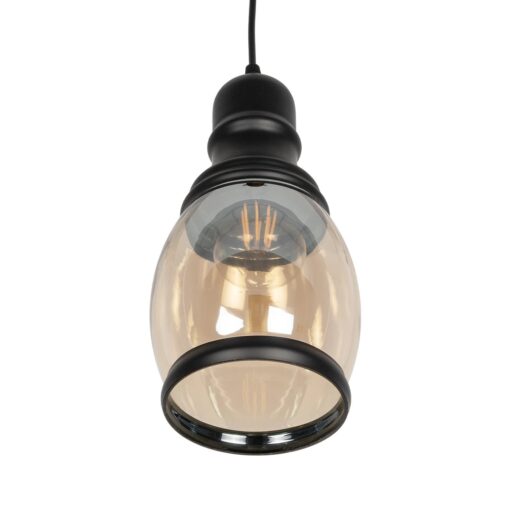 GLOBOSTAR® OLIVER 999-0188 Vintage Κρεμαστό Φωτιστικό Οροφής με Ντουί 1 x E27 AC 220-240V IP20 – Μελί & Μαύρο – Μ14 x Π14 x Υ30cm