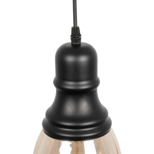 GLOBOSTAR® OLIVER 999-0188 Vintage Κρεμαστό Φωτιστικό Οροφής με Ντουί 1 x E27 AC 220-240V IP20 – Μελί & Μαύρο – Μ14 x Π14 x Υ30cm