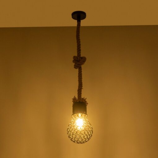 GLOBOSTAR® URBAN 999-0191 Vintage Κρεμαστό Φωτιστικό Οροφής με Ντουί 1 x E27 AC 220-240V IP20 – Μαύρο & Μπεζ – Μ15 x Π15 x Υ80cm