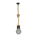 GLOBOSTAR® URBAN 999-0191 Vintage Κρεμαστό Φωτιστικό Οροφής με Ντουί 1 x E27 AC 220-240V IP20 – Μαύρο & Μπεζ – Μ15 x Π15 x Υ80cm