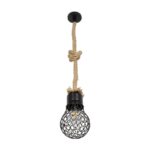 GLOBOSTAR® URBAN 999-0191 Vintage Κρεμαστό Φωτιστικό Οροφής με Ντουί 1 x E27 AC 220-240V IP20 – Μαύρο & Μπεζ – Μ15 x Π15 x Υ80cm