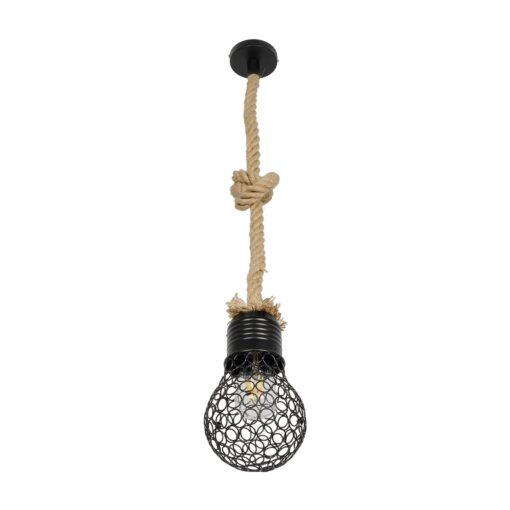 GLOBOSTAR® URBAN 999-0191 Vintage Κρεμαστό Φωτιστικό Οροφής με Ντουί 1 x E27 AC 220-240V IP20 – Μαύρο & Μπεζ – Μ15 x Π15 x Υ80cm