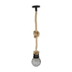 GLOBOSTAR® URBAN 999-0191 Vintage Κρεμαστό Φωτιστικό Οροφής με Ντουί 1 x E27 AC 220-240V IP20 – Μαύρο & Μπεζ – Μ15 x Π15 x Υ80cm