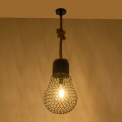 GLOBOSTAR® URBAN 999-0192 Vintage Κρεμαστό Φωτιστικό Οροφής με Ντουί 1 x E27 AC 220-240V IP20 – Μαύρο & Μπεζ – Μ28 x Π28 x Υ80cm