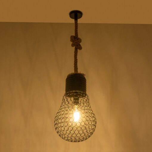 GLOBOSTAR® URBAN 999-0192 Vintage Κρεμαστό Φωτιστικό Οροφής με Ντουί 1 x E27 AC 220-240V IP20 – Μαύρο & Μπεζ – Μ28 x Π28 x Υ80cm