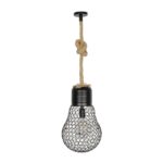 GLOBOSTAR® URBAN 999-0192 Vintage Κρεμαστό Φωτιστικό Οροφής με Ντουί 1 x E27 AC 220-240V IP20 – Μαύρο & Μπεζ – Μ28 x Π28 x Υ80cm