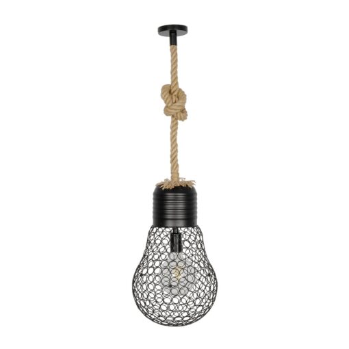 GLOBOSTAR® URBAN 999-0192 Vintage Κρεμαστό Φωτιστικό Οροφής με Ντουί 1 x E27 AC 220-240V IP20 – Μαύρο & Μπεζ – Μ28 x Π28 x Υ80cm