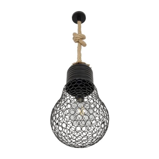 GLOBOSTAR® URBAN 999-0192 Vintage Κρεμαστό Φωτιστικό Οροφής με Ντουί 1 x E27 AC 220-240V IP20 – Μαύρο & Μπεζ – Μ28 x Π28 x Υ80cm
