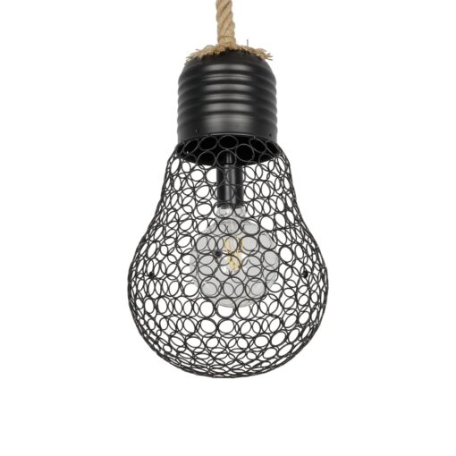 GLOBOSTAR® URBAN 999-0192 Vintage Κρεμαστό Φωτιστικό Οροφής με Ντουί 1 x E27 AC 220-240V IP20 – Μαύρο & Μπεζ – Μ28 x Π28 x Υ80cm