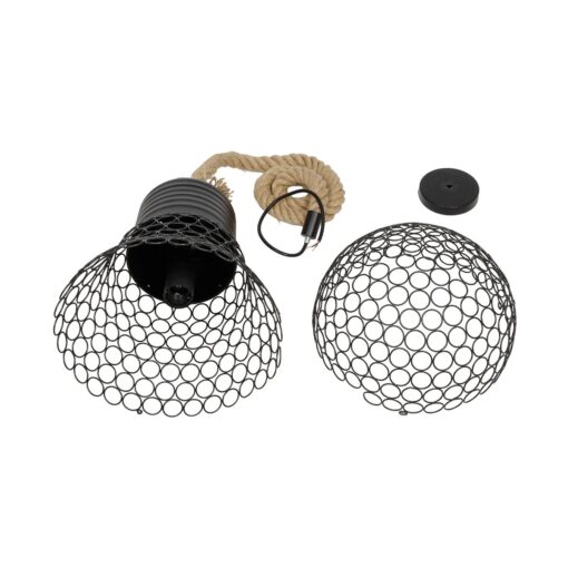 GLOBOSTAR® URBAN 999-0192 Vintage Κρεμαστό Φωτιστικό Οροφής με Ντουί 1 x E27 AC 220-240V IP20 – Μαύρο & Μπεζ – Μ28 x Π28 x Υ80cm