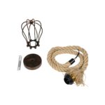 GLOBOSTAR® CAMBER 999-0200 Vintage Κρεμαστό Φωτιστικό Οροφής με Ντουί 1 x E27 AC 220-240V IP20 – Χάλκινο & Μπεζ – Μ12 x Π12 x Υ80cm