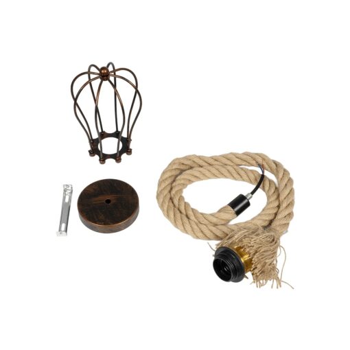 GLOBOSTAR® CAMBER 999-0200 Vintage Κρεμαστό Φωτιστικό Οροφής με Ντουί 1 x E27 AC 220-240V IP20 – Χάλκινο & Μπεζ – Μ12 x Π12 x Υ80cm