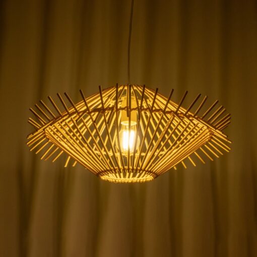 GLOBOSTAR® SASSO 999-0201 Boho Κρεμαστό Φωτιστικό Οροφής με Ντουί 1 x E27 AC 220-240V IP20 – Μπεζ – Μ50 x Π50 x Y23cm