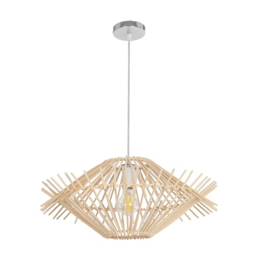 GLOBOSTAR® SASSO 999-0201 Boho Κρεμαστό Φωτιστικό Οροφής με Ντουί 1 x E27 AC 220-240V IP20 – Μπεζ – Μ50 x Π50 x Y23cm