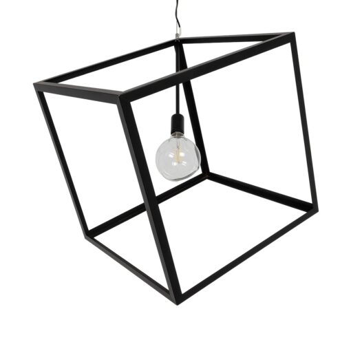 GLOBOSTAR® CUBE 999-0215 Μοντέρνο Κρεμαστό Φωτιστικό Οροφής με Ντουί 1 x E27 AC 220-240V IP20 – Μαύρο – Μ70 x Π70 x Υ87cm