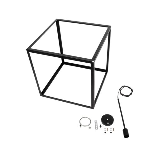 GLOBOSTAR® CUBE 999-0215 Μοντέρνο Κρεμαστό Φωτιστικό Οροφής με Ντουί 1 x E27 AC 220-240V IP20 – Μαύρο – Μ70 x Π70 x Υ87cm