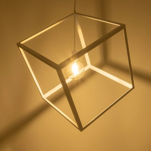 GLOBOSTAR® CUBE 999-0217 Μοντέρνο Κρεμαστό Φωτιστικό Οροφής με Ντουί 1 x E27 AC 220-240V IP20 – Λευκό – Μ70 x Π70 x Y87cm