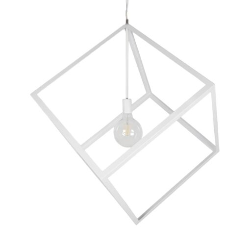 GLOBOSTAR® CUBE 999-0217 Μοντέρνο Κρεμαστό Φωτιστικό Οροφής με Ντουί 1 x E27 AC 220-240V IP20 – Λευκό – Μ70 x Π70 x Y87cm