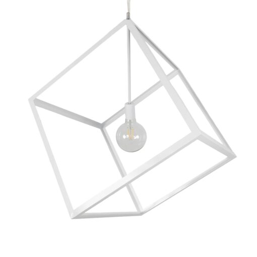 GLOBOSTAR® CUBE 999-0217 Μοντέρνο Κρεμαστό Φωτιστικό Οροφής με Ντουί 1 x E27 AC 220-240V IP20 – Λευκό – Μ70 x Π70 x Y87cm