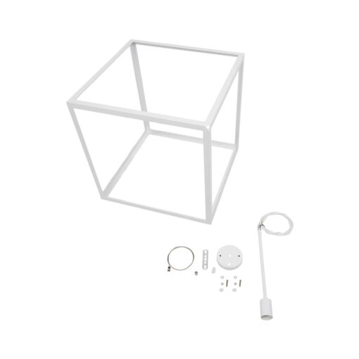 GLOBOSTAR® CUBE 999-0217 Μοντέρνο Κρεμαστό Φωτιστικό Οροφής με Ντουί 1 x E27 AC 220-240V IP20 – Λευκό – Μ70 x Π70 x Y87cm