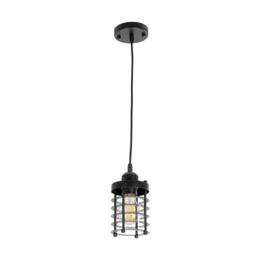 GLOBOSTAR® DARSEY 999-0227 Vintage Κρεμαστό Φωτιστικό Οροφής με Ντουί 1 x E27 AC 220-240V IP20 – Μαύρο – Μ10 x Π10 x Υ19cm