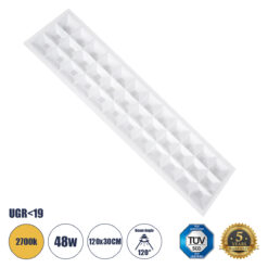 Alternative view of GLOBOSTAR® ZEUS 60973 Χωνευτό Panel Οροφής 120x30 με Anti Glare Reflector LED 48W 6960lm 120° CRI≥85Ra UGR<19 AC 220-240V IP20 Θερμό Λευκό 2700K - Lumileds SMD Chip & TÜV SÜD Driver - Λευκό Γαλακτερό - Μ120 x Π30 x Υ3.3cm / Q116 x 26cm - 5 Χρόνια Εγγύηση
