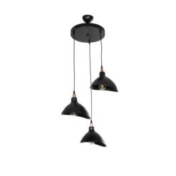 Alternative view of GLOBOSTAR® RIVE 203-0144 Μοντέρνο Κρεμαστό Φωτιστικό Οροφής με Ντουί 3 x E27 AC 220-240V IP20 - Μάυρο & Χάλκινο - Μ40 x Π40 x Υ65cm
