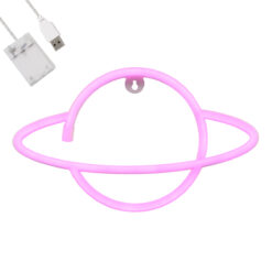 Alternative view of GloboStar® 78588 Φωτιστικό Ταμπέλα Φωτεινή Επιγραφή NEON LED Σήμανσης PLANET SATURN 5W με Καλώδιο Τροφοδοσίας USB - Μπαταρίας 3xAAA (Δεν Περιλαμβάνονται) - Ροζ