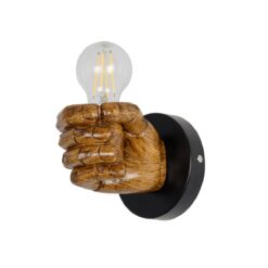 Alternative view of GLOBOSTAR® FIST 01138 Μοντέρνο Φωτιστικό Τοίχου - Απλίκα με Ντουί 1 x E27 AC 220-240V IP20 - Καφέ - Μ15 x Π12 x Υ12cm